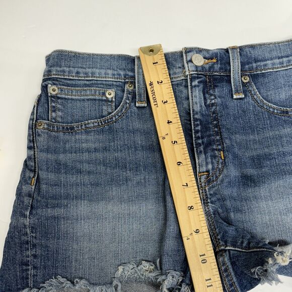 J. Crew Womens Size 25 Blue Mid Rise Raw Hem Cut-Off Denim Shorts Medium wash - Picture 8 of 9